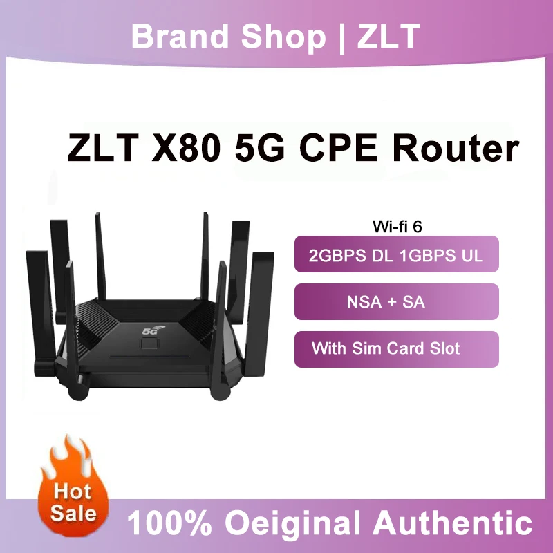 

Unlocked ZLT X80 WiFi Router DL 2Gbps UL 1Gbps Network Signal Amplifier 5G CPE Repeater With Sim Card Slot 10000mAH Battery