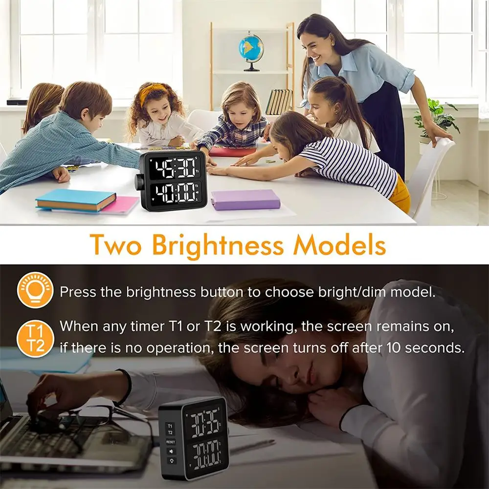 VOCOO LED Kitchen Timer Dual Timing Mode Easy to Use Kitchen Reminder Time Management Tool Baking Fitness Learning Timer