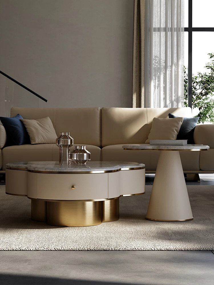 Coffee Table 2023 New Style Living Room Advanced Art Italian Light Luxury Size round Coffee Table Combination