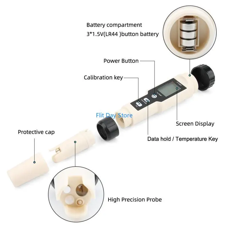 Temperador temperatura F92C Probador concentración iones hidrógeno Medidor Tester calidad agua digital