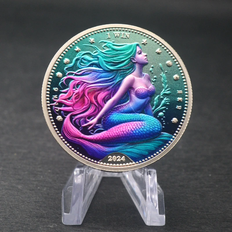 2024 Beautiful Mermaid Commemorative coin I Win or You Lose Decision Coin Lucky Magic Toy Coin Souvenir