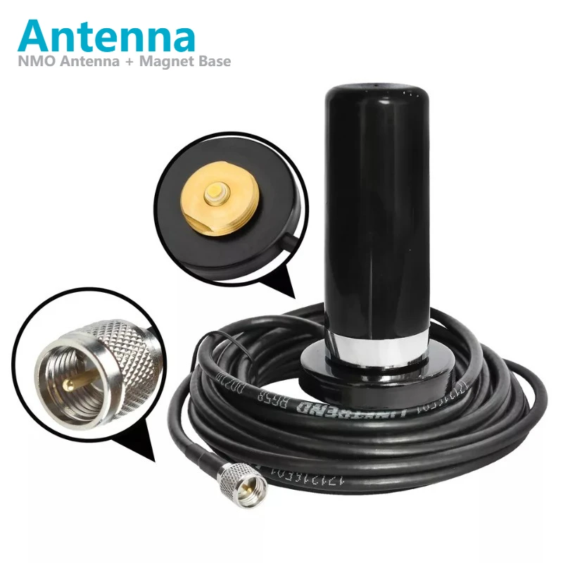 

NMO Antenna Set 136-174MHz 400-470MHz Dual-Band Antenna Magnetic NMO Mount VHF/UHF Set with Mini-UHF R3 for Car Mobile Radio