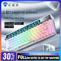 KT68 Smart Screen TTC Axis ESports Games Tri Mode Full Key Hot Swap Ergonomics RGB Backlit GASKET Structure Mechanical Keyboard