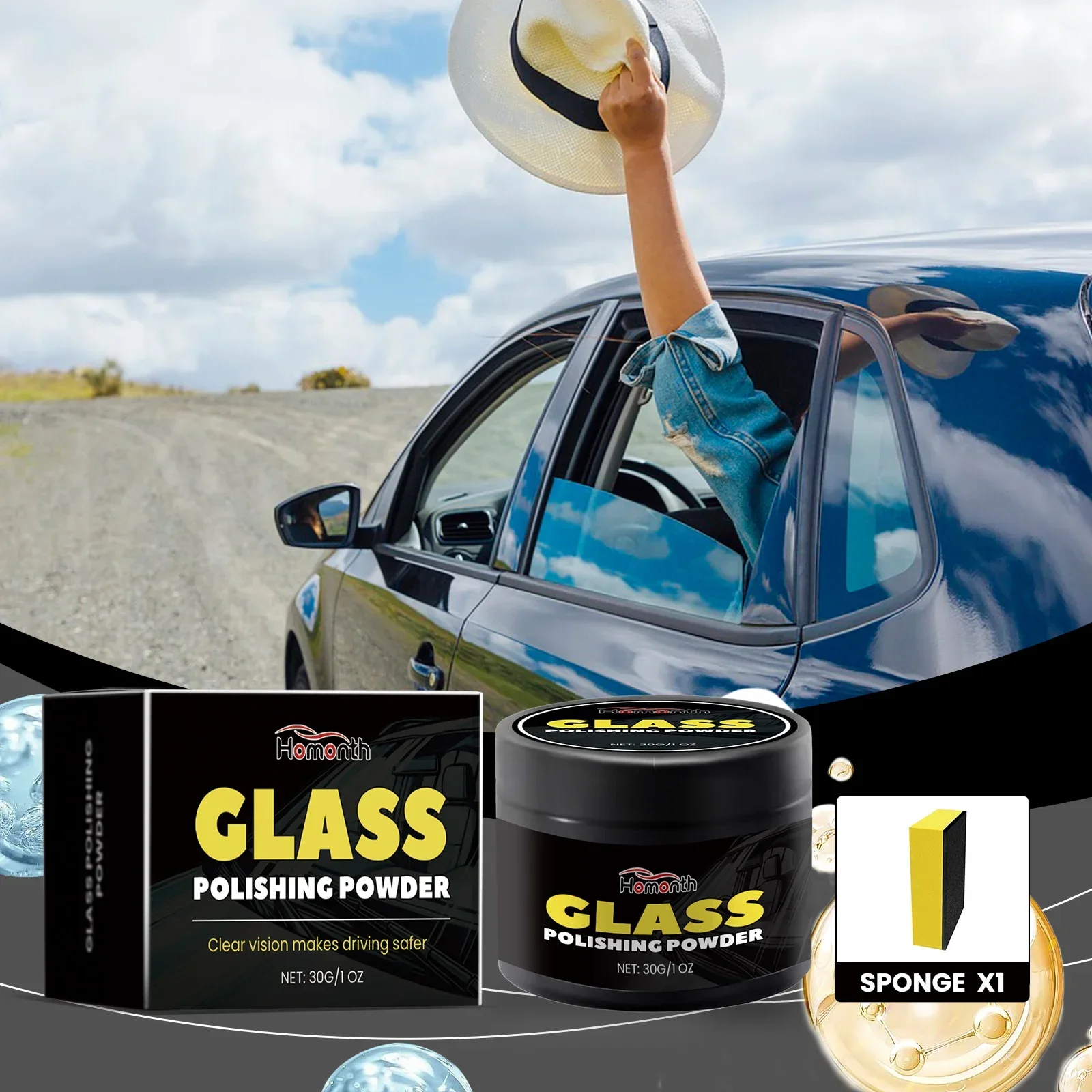 Glass Polishing Powder Car Glass Cleaner Car Windshield Water Repellent