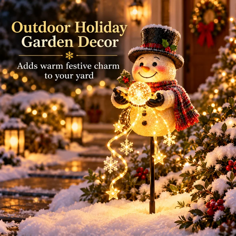 Outdoor Lighting Effects - Lighted Christmas Snowman Decoration Outdoor Yard