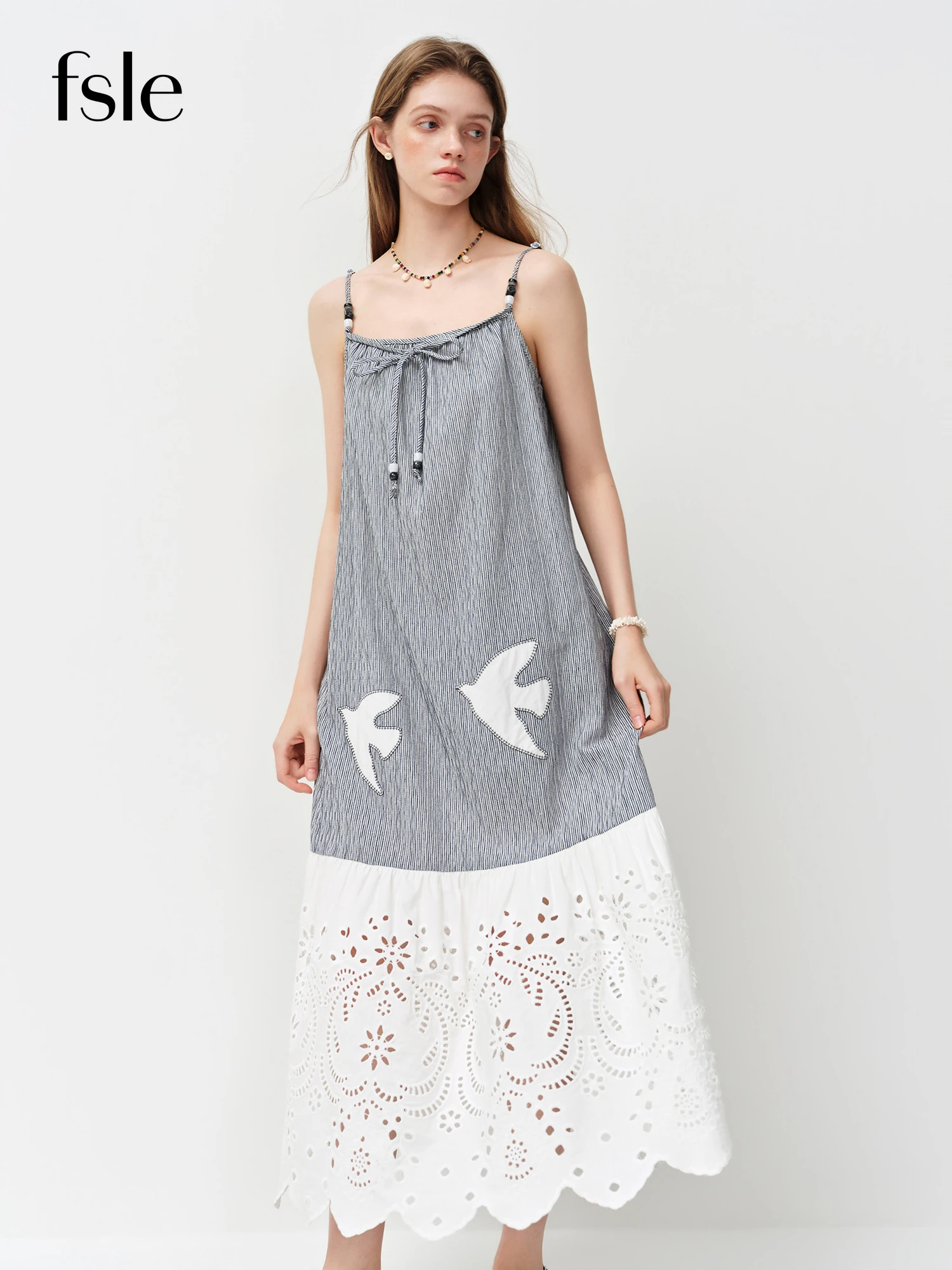 Vestido Maxi Feminino de Linho com Alça Fina FSLE 2026 - Elegante Saída de Praia para Resorts e Roupas de Férias
