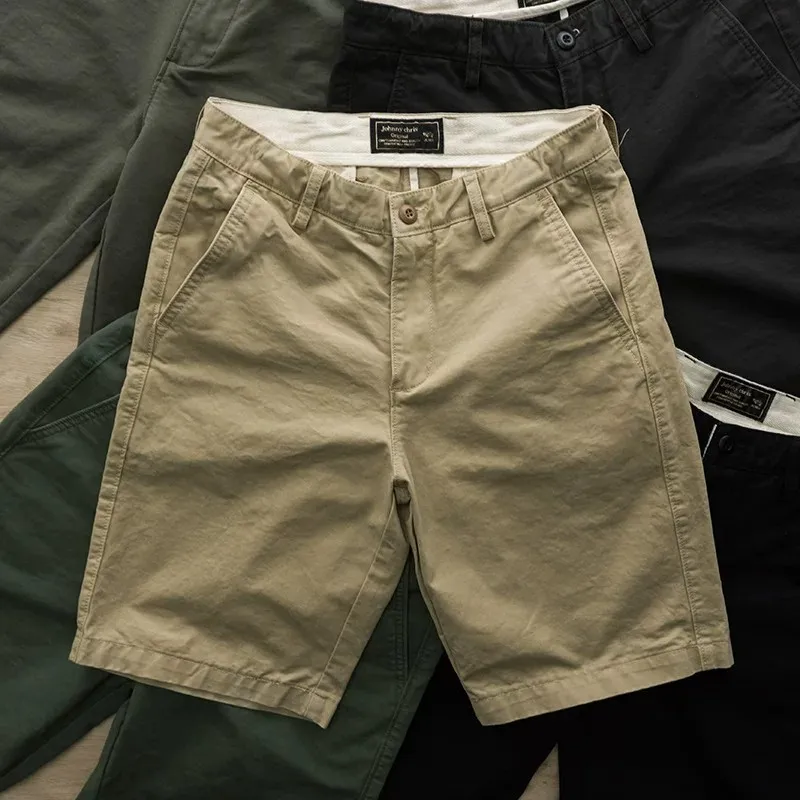 Retro Japanese Workwear Men's Summer Loose Casual Four-Five Shorts Anti-Tear Wear-Resistant Dirty Straight Leg Five Shorts