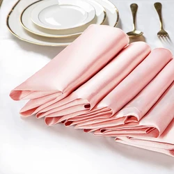 12Pcs 43*43cm Square Satin Table Napkin Hotel Serving Table Napkins Wedding Party Soft Handkerchief Christmas Home Table Decor