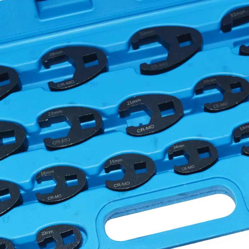U Type Open Jaw Fuel Pipe Wrench Kit 19 In 1 Sizes 8-32mm Portable Multi Repair Hand Tool For Confined Narrow Working Area