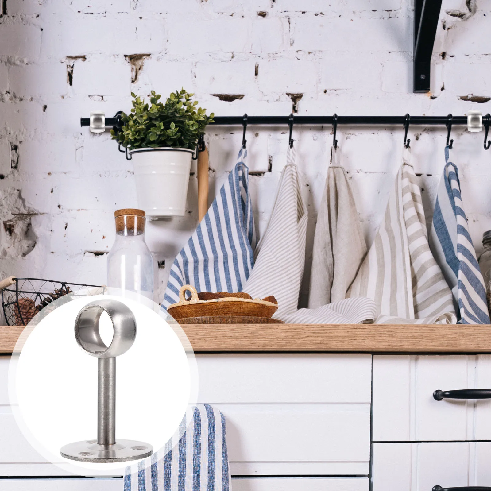 

8 Pcs Clothes Seat Hook Ceiling Closet Rod Support Curtain Mount Brackets Stainless Steel