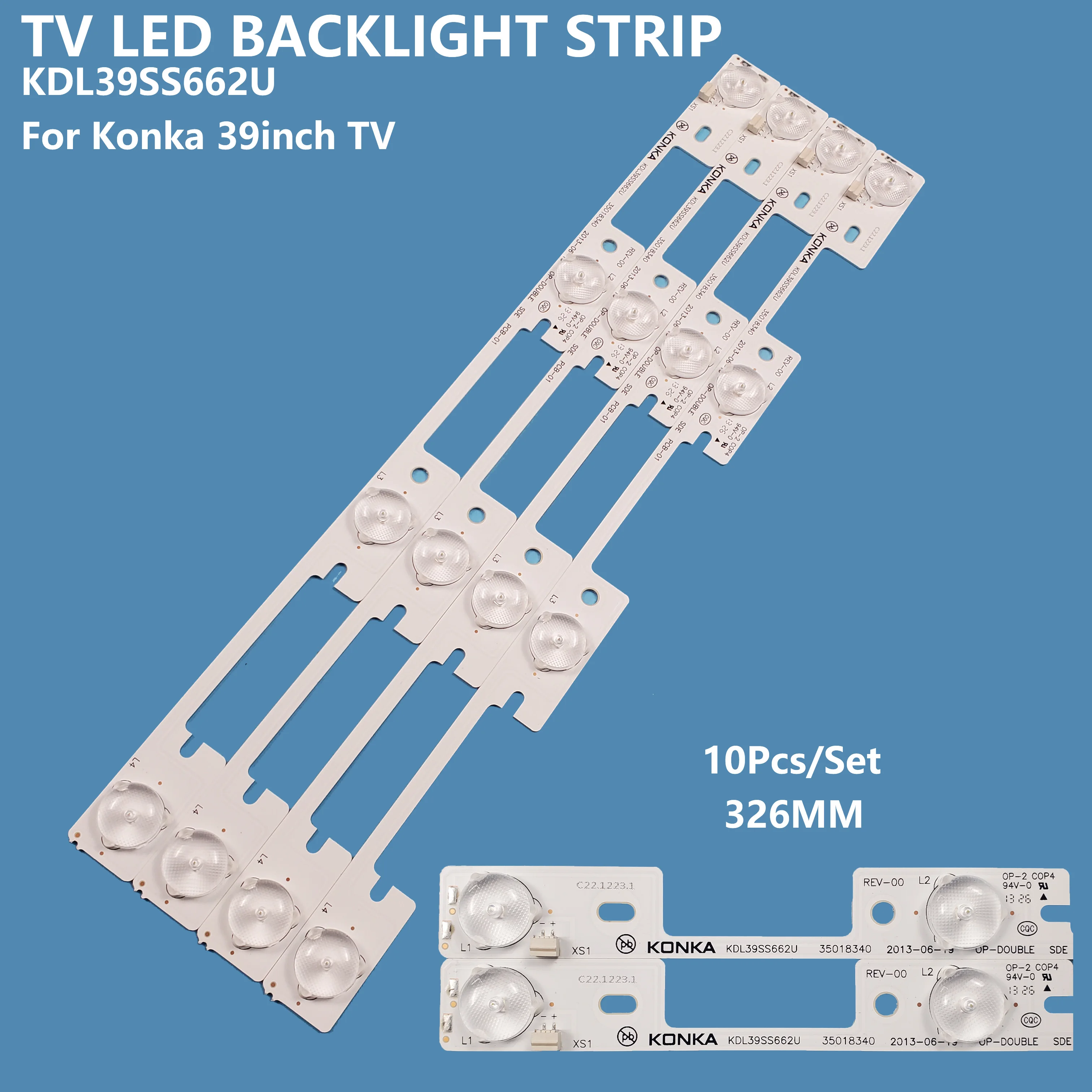 10Pcs/set TV LED Backlight Bar Light Strip KDL39SS662U 35018339  35018340 35019864 for KONKA 39inch KDL40SS662U Accessories