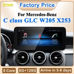 2024 Nowy samochodowy multimedialny bezprzewodowy Android AUTO CarPlay 10,25 12,3-calowy ekran do odtwarzaczy wideo Mercedes Benz C Class W205 S205