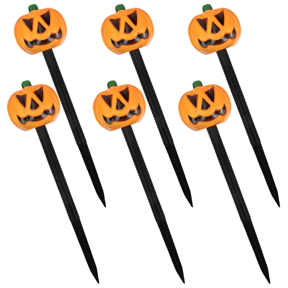 6Pcs Sturdy Pumpkin Shaped Halloween Yard Sign Plastic Outdoor Garden Decor for Lawn Backyard Patio Courtyard Halloween Party