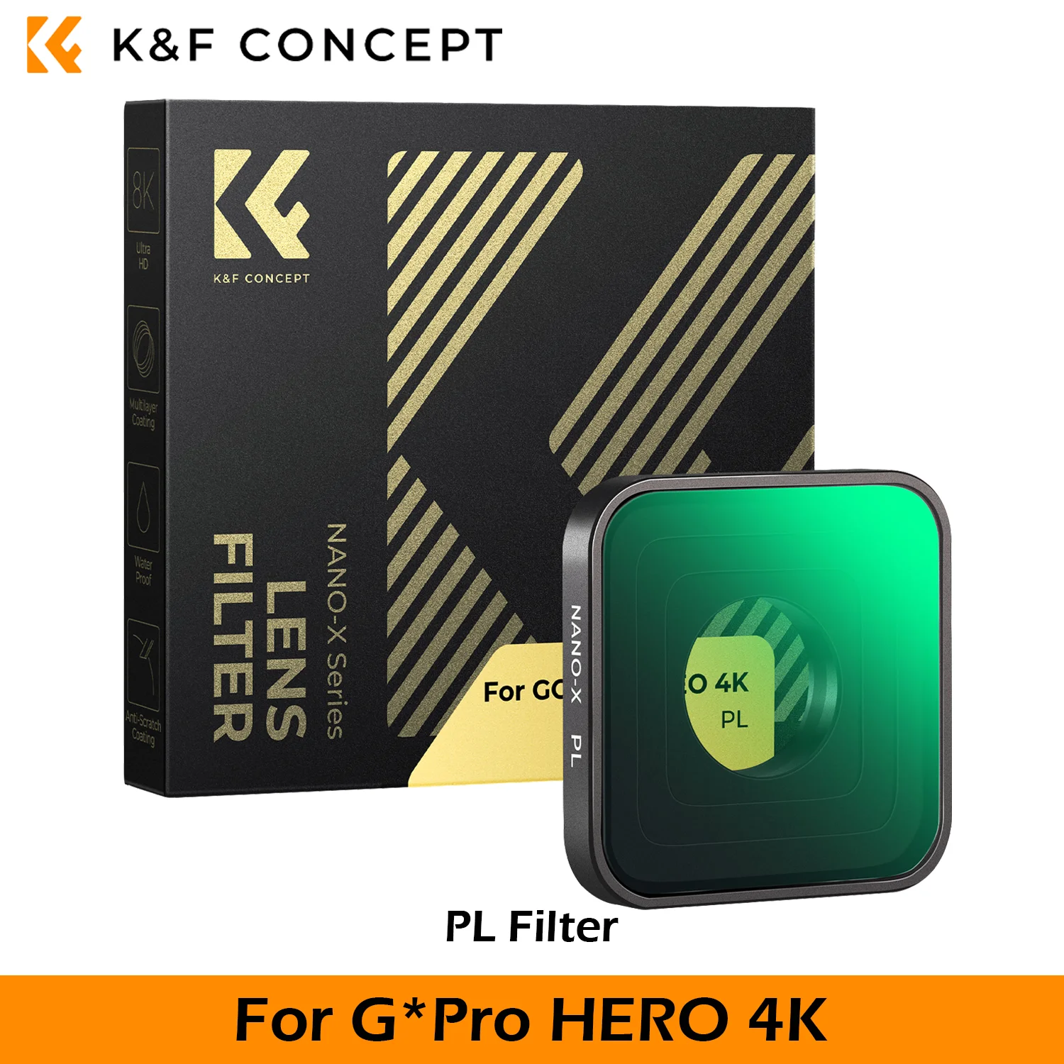 K&F CONCEPT Premium lineaire polariserende PL filter voor GoPro HERO 4K actiecamera multilaags gecoat HD optisch glas verminderd reflecties met frame