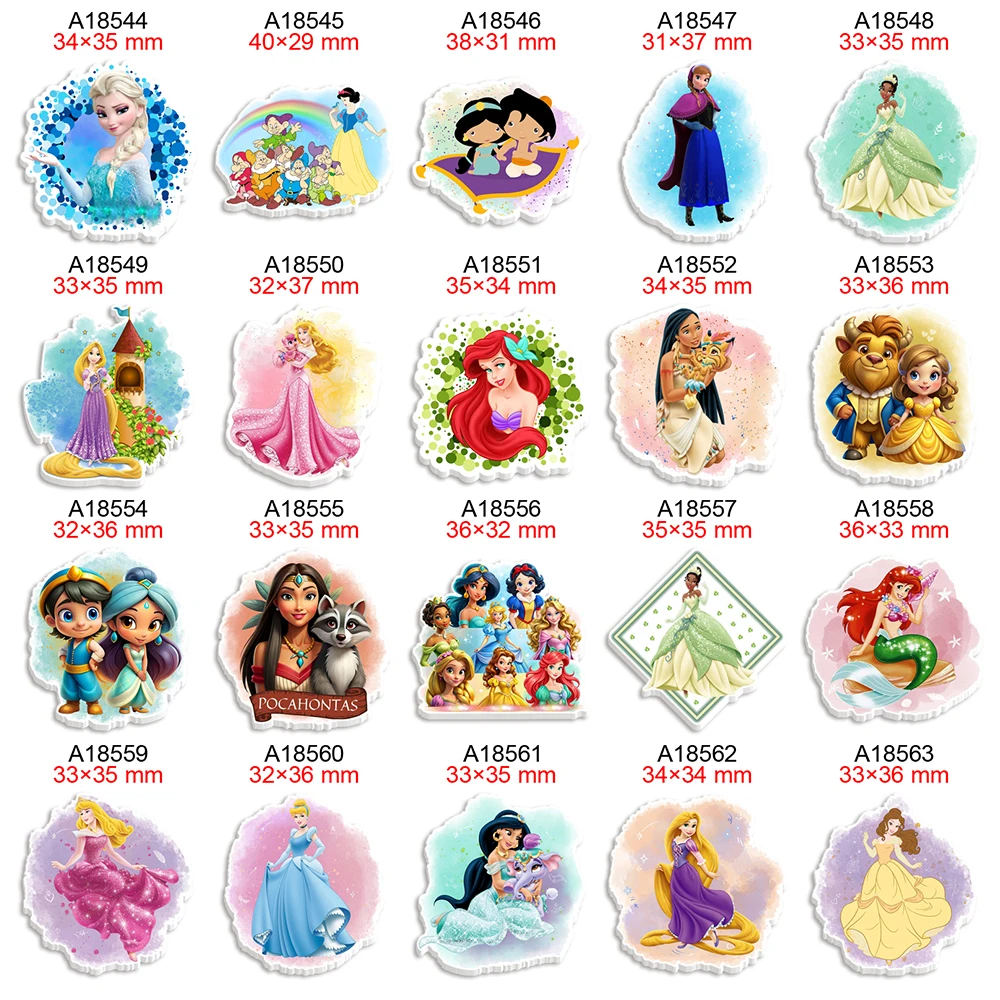 Disney princesa impressa dos desenhos animados resina planar para arcos de cabelo diy artesanato acessórios 30 pçs/lote