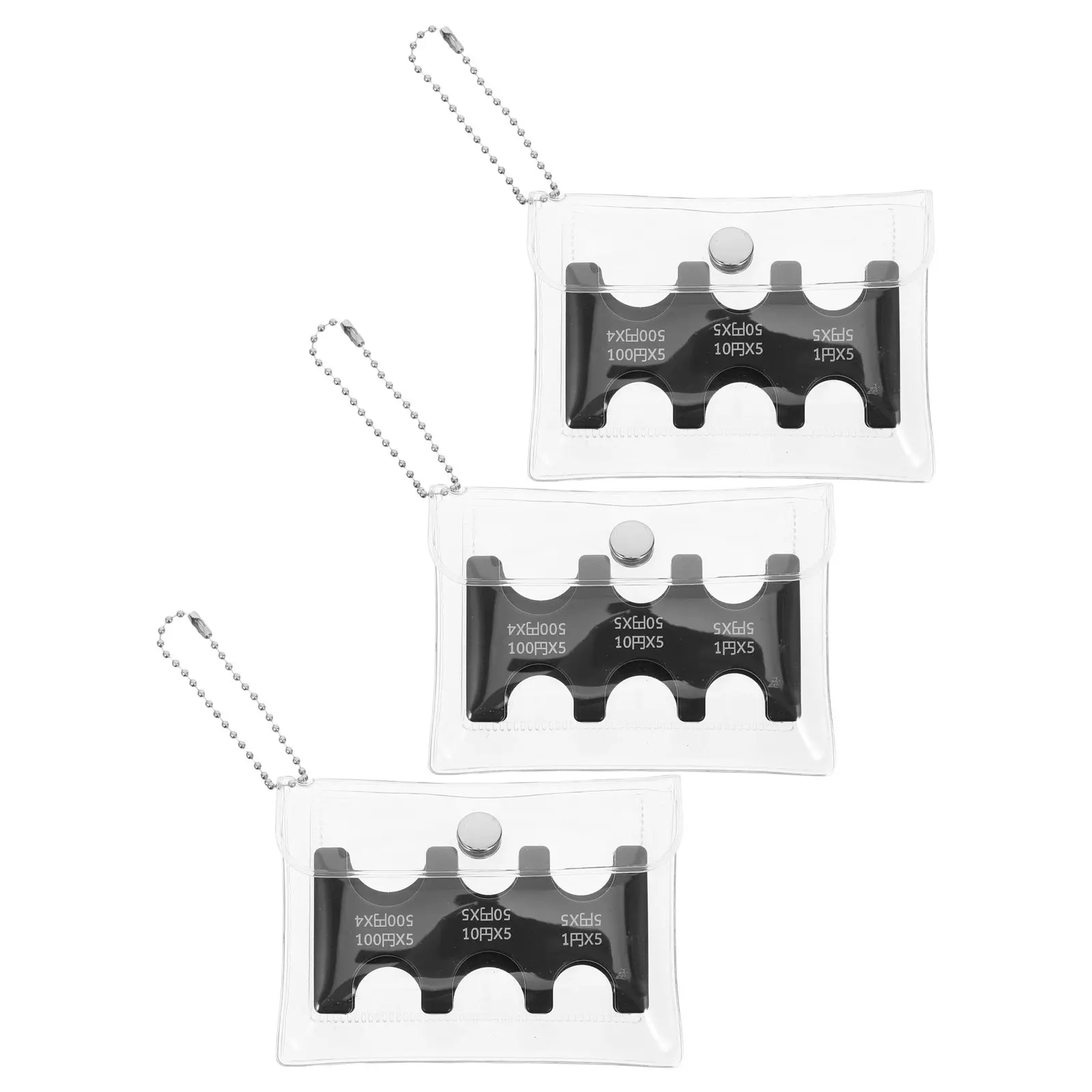 3Pcs Japanese Coin Holder Coin Sorter PVC Pack Compact Plastic Yen Change Organizer Travel Business Trips Daily Use Black