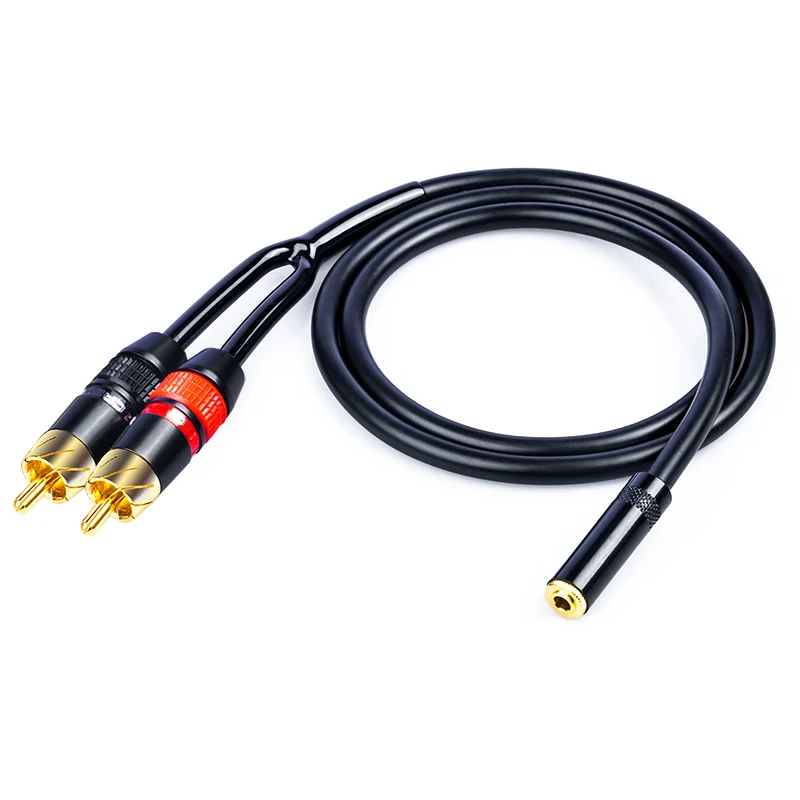3.5mm female to double lotus male one point two 2RCA earphones sound card speaker audio signal cable transfer