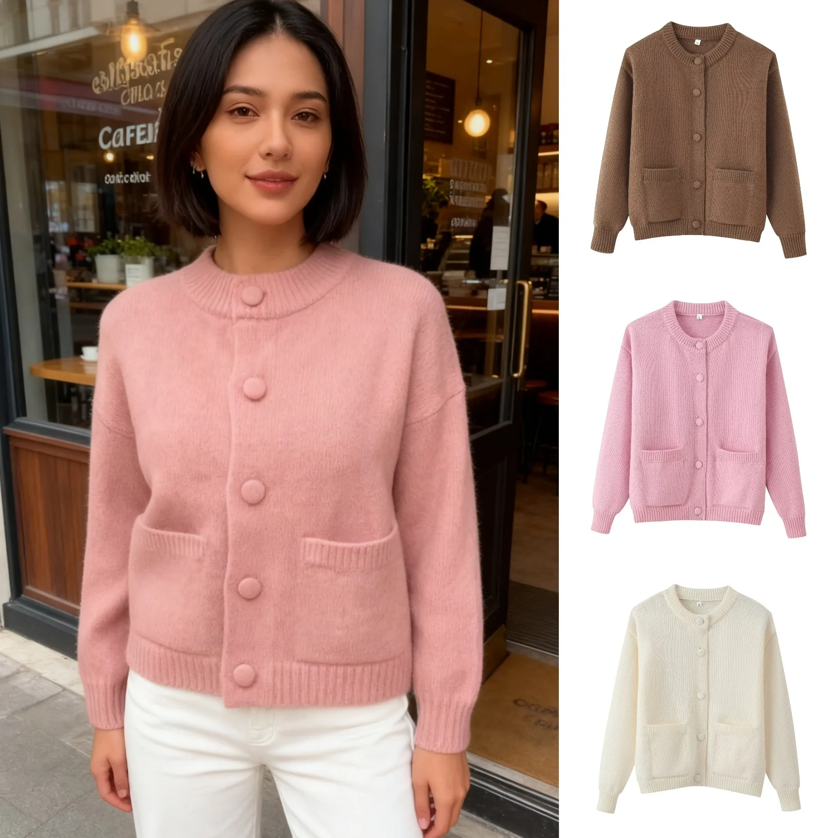 

Autumn Knit Women Cardigan Jacket Casual O-neck Long Sleeve Single Breasted Sweater Female Cardigan Coat Solid Lady Knitwear