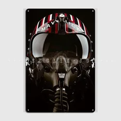 Top Gun Maverick Helmet Metal Sign Cinema Garage Cave Pub Design Wall Decor Tin Sign Poster