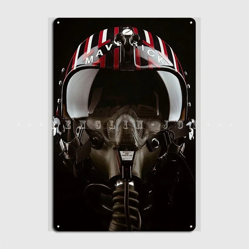 Top Gun Maverick Helmet Metal Sign Cinema Garage Cave Pub Design Wall Decor Tin Sign Poster