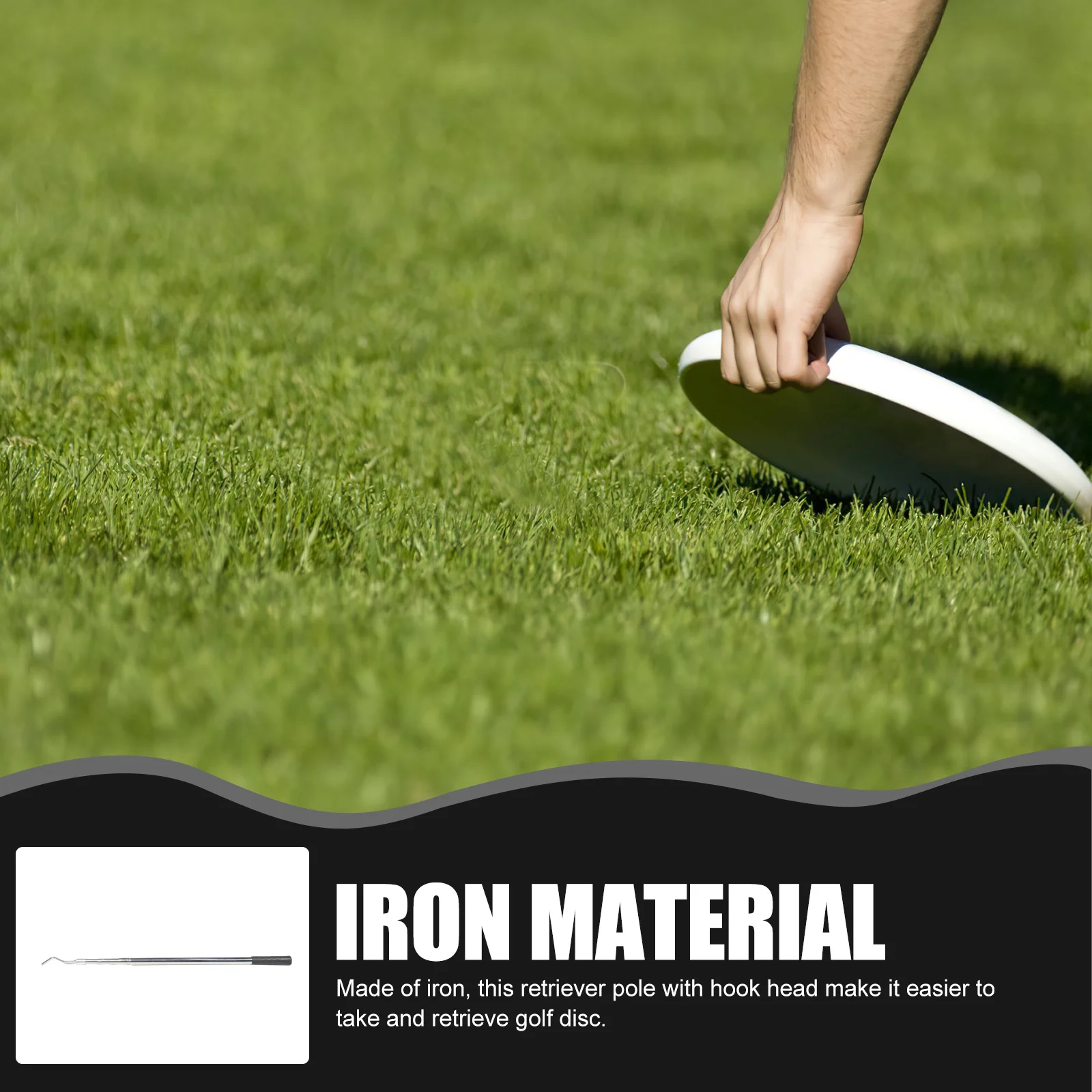 عمود مسترد الجولف القرصي مصنوع من الحديد مع رأس خطاف لسهولة استرجاع عصا معدنية محمولة خارجية للرجال #5