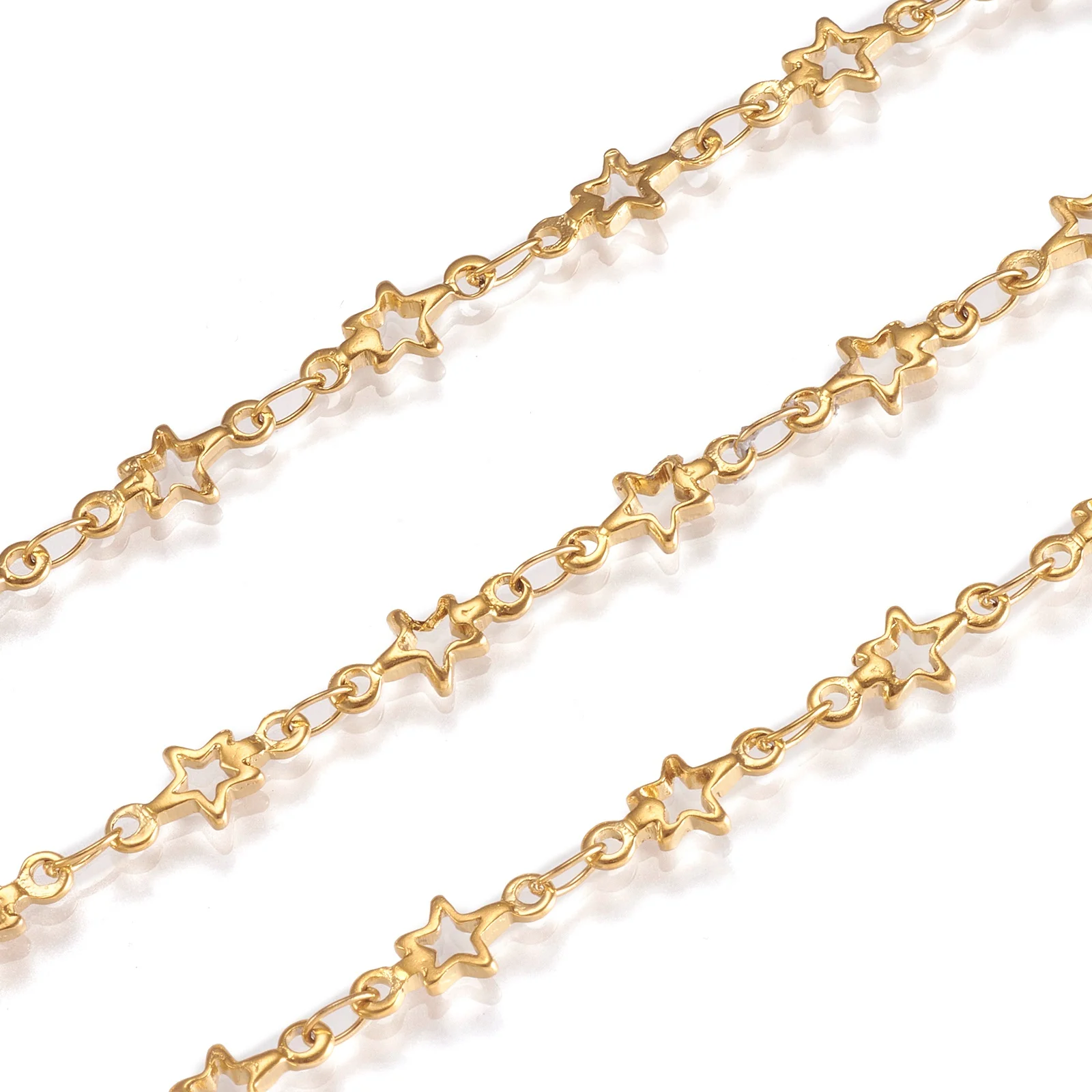 

10M Stainless Steel Star Chains Link Soldered Golden Color for DIY Necklaces Bracelet Anklets Jewelry Making Accessories