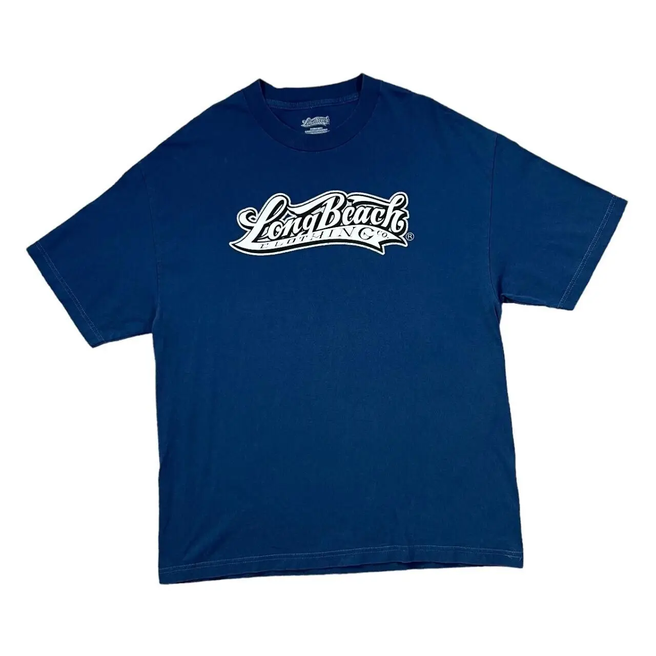 LONG BEACH CLOTHING CO. Skater Surfer Logo Spellout Graphic T-Shirt XL Blue