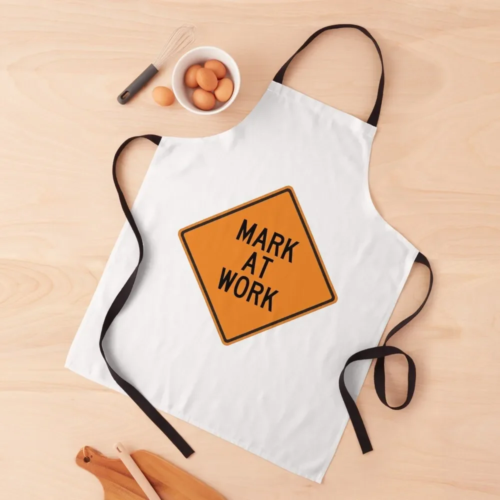 Mark at Work Funny Personalized Warning Sign Apron Kitchen Front For Man Haircut Apron