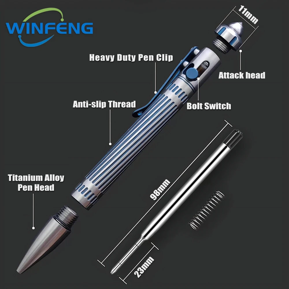 Penna tattica multifunzionale per autodifesa in titanio, cancelleria per ufficio scolastico, interruttore per finestre di emergenza, forniture di sopravvivenza