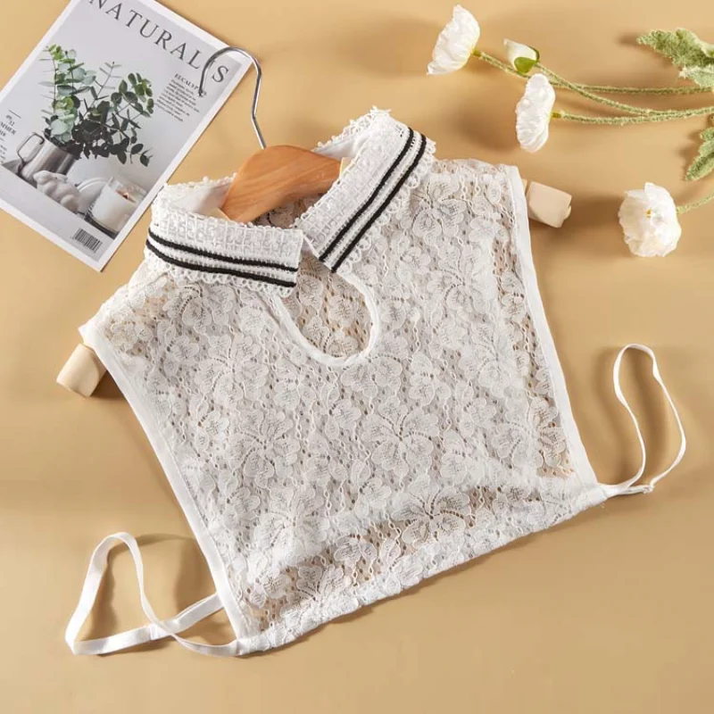 Nouveau col polyvalent pour femmes automne printemps hiver dentelle chemise décontractée respirante faux col bord en dentelle col soluble dans l'eau