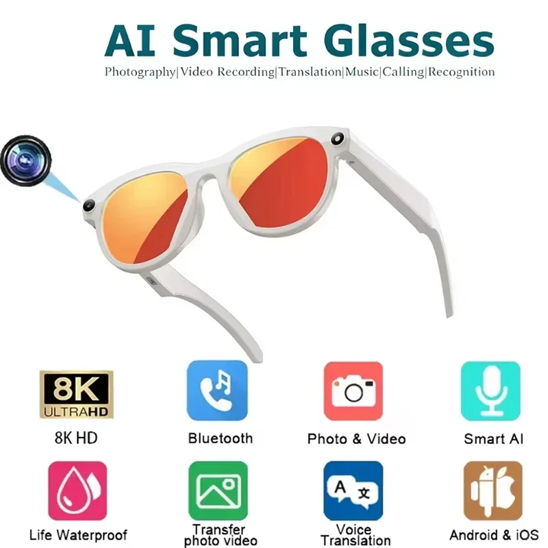 2026 Lenovo ChatGPT4.0 8KHD Smart AI Bril Kleurveranderend 1200MP Vertaalmodule Camera Bluetooth Oproep Spraakassistent Muziekbediening
