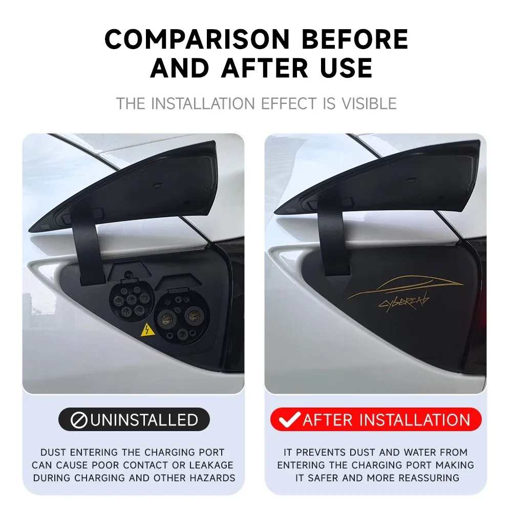 Ladeanschlussabdeckung für Tesla Model 3 Highland Y Juniper Model YL, regenfest, staubdicht, Silikon, Autoschutzteile 2018-2026 – Detail 1
