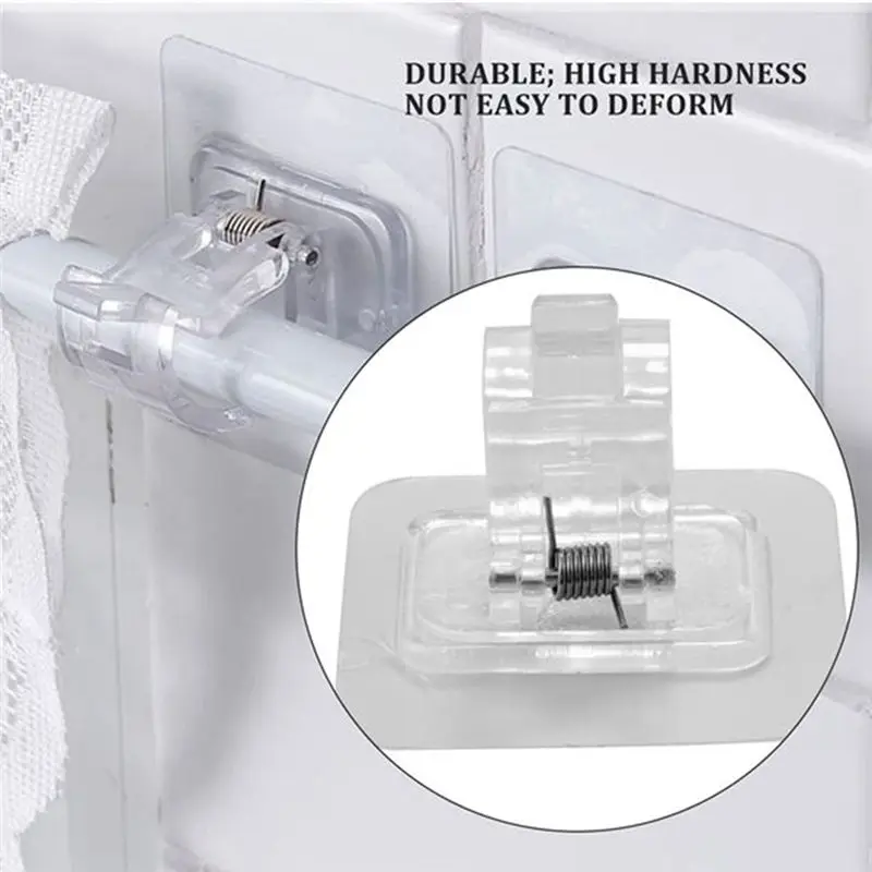 【Multifunctional】 Self-Adhesive Curtain Rod Bracket Drapery Hook Holders Fixing Rod Holder Curtain Pole Wall Brackets Towel Rod