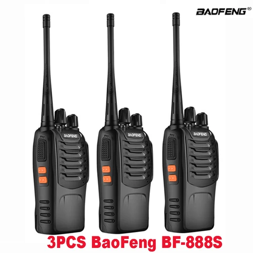 3 uds Walkie Talkie Original Baofeng BF888S 5W BF-888S 5KM UHF transceptor portátil Radio bidireccional BF 888S intercomunicador Walkie-talkie