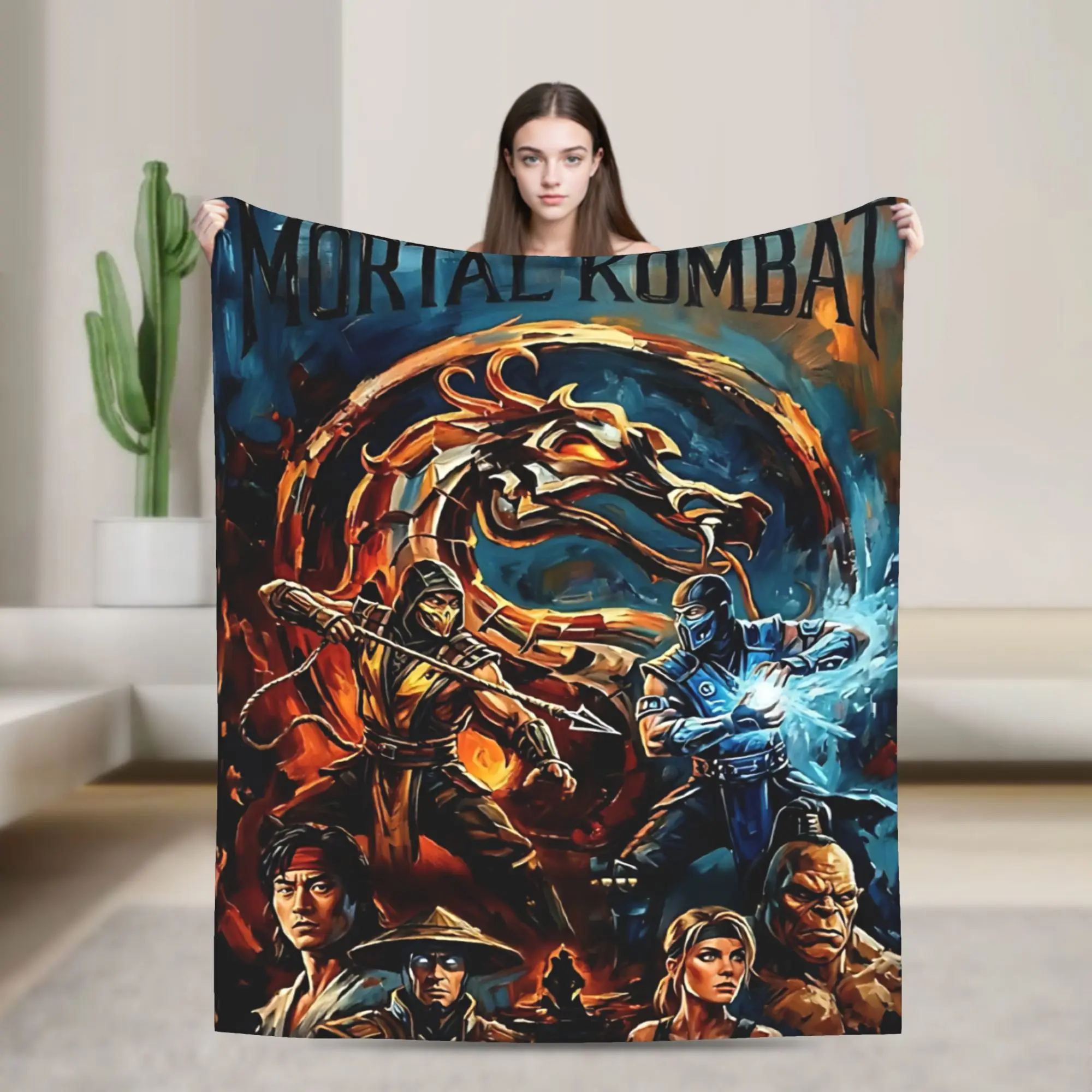 Scorpion vs. Sub-Zero- An Eternal Rivalry Mortal Kombat  Blankets  Plush Funny Warm Throw Blanket for Home Spring Autumn