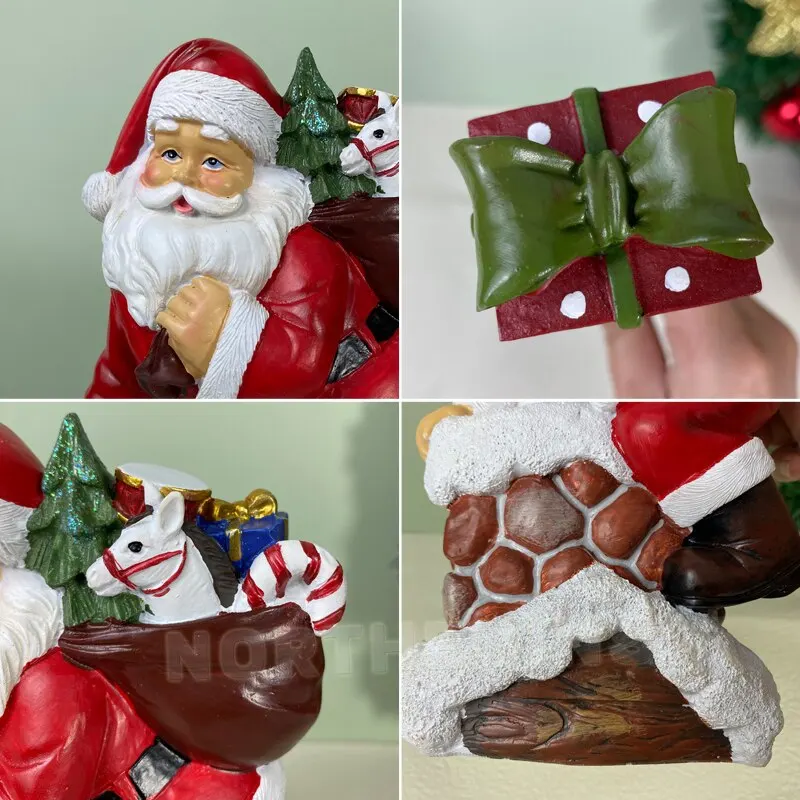 NORTHEUINS Santa Claus Figurines Resin Tissue Storage Rack Xmas Christmas Home Navidad Decor Kitchen Dining Table Accessories