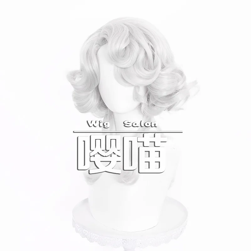 Game Identity V Queen Bee Melly Plinius Cosplay Wig Memory Scar Silver Grey Short Curly Hair For Women Girls Men Christmas Party