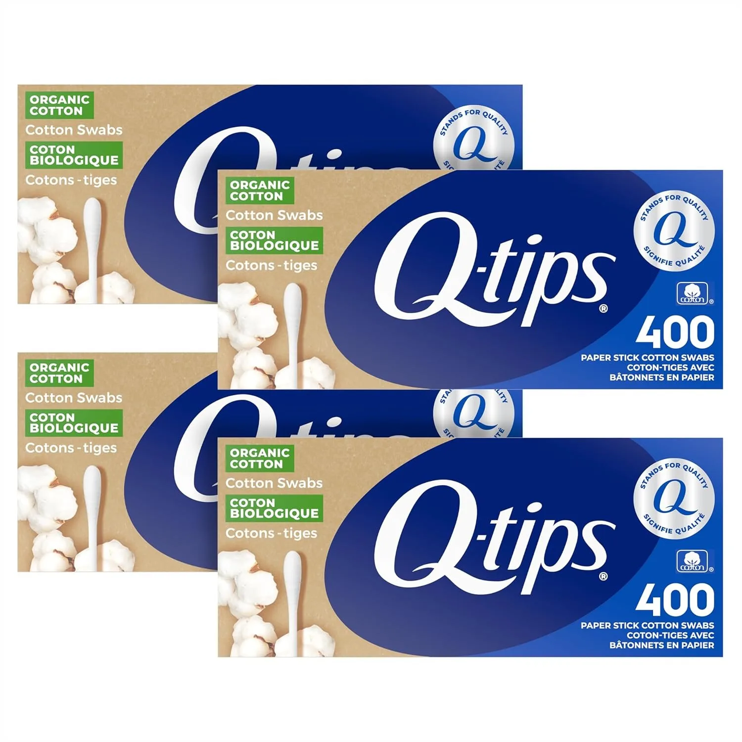 

Organic Cotton Swabs, 1600 Count (4 Pack) - Q-tips for Home & Beauty, Hypoallergenic