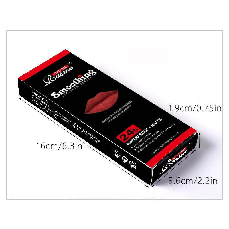 ดินสอเขียนขอบปากเนื้อแมทท์ 12 สี ติดทนนาน กันน้ำ สีชัด ติดทนนาน ของขวัญวันวาเลนไทน์