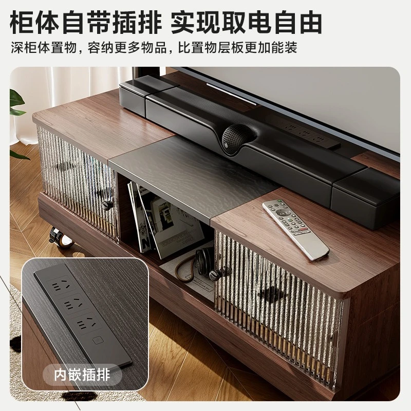 Mobile TV Bracket Floor-to-ceiling Wheelbarrow Integrated TV Cabinet Home Living Room Suitable for 85 Inches