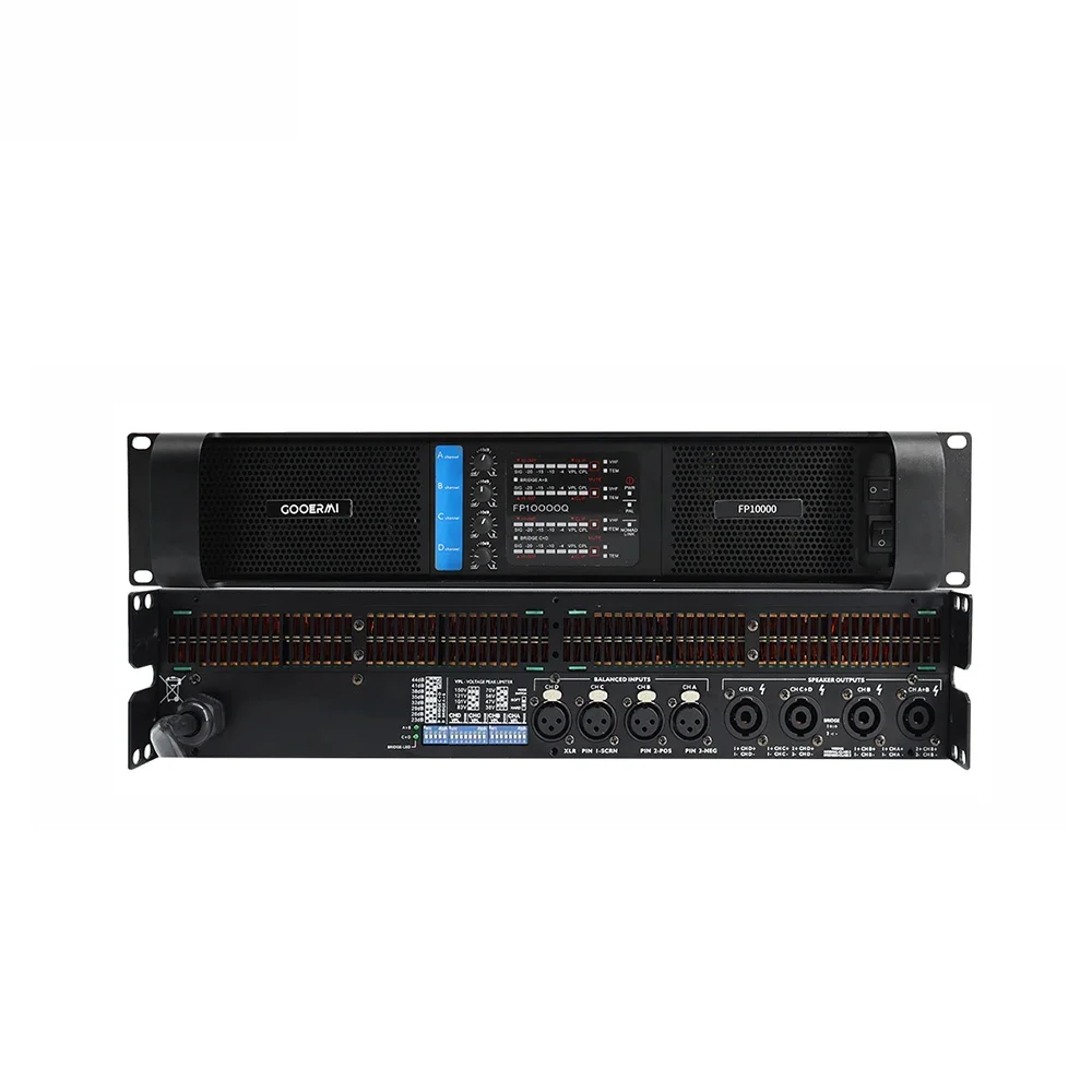 

Gooermi FP10000 4*2000Watt Professional Power Amplifiers with Class D 10000W Amplifier Use for DJ Stage