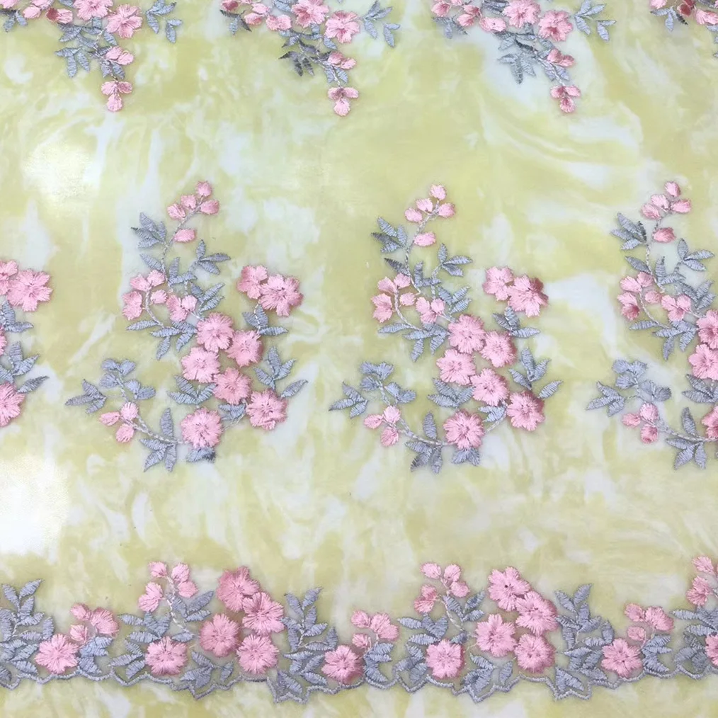 Floral Embroidered Lace Fabric,Flower Mesh Tulle Fabric for Sewing Dress,Wedding,Prom,Children Cloth,Black and White by the Yar