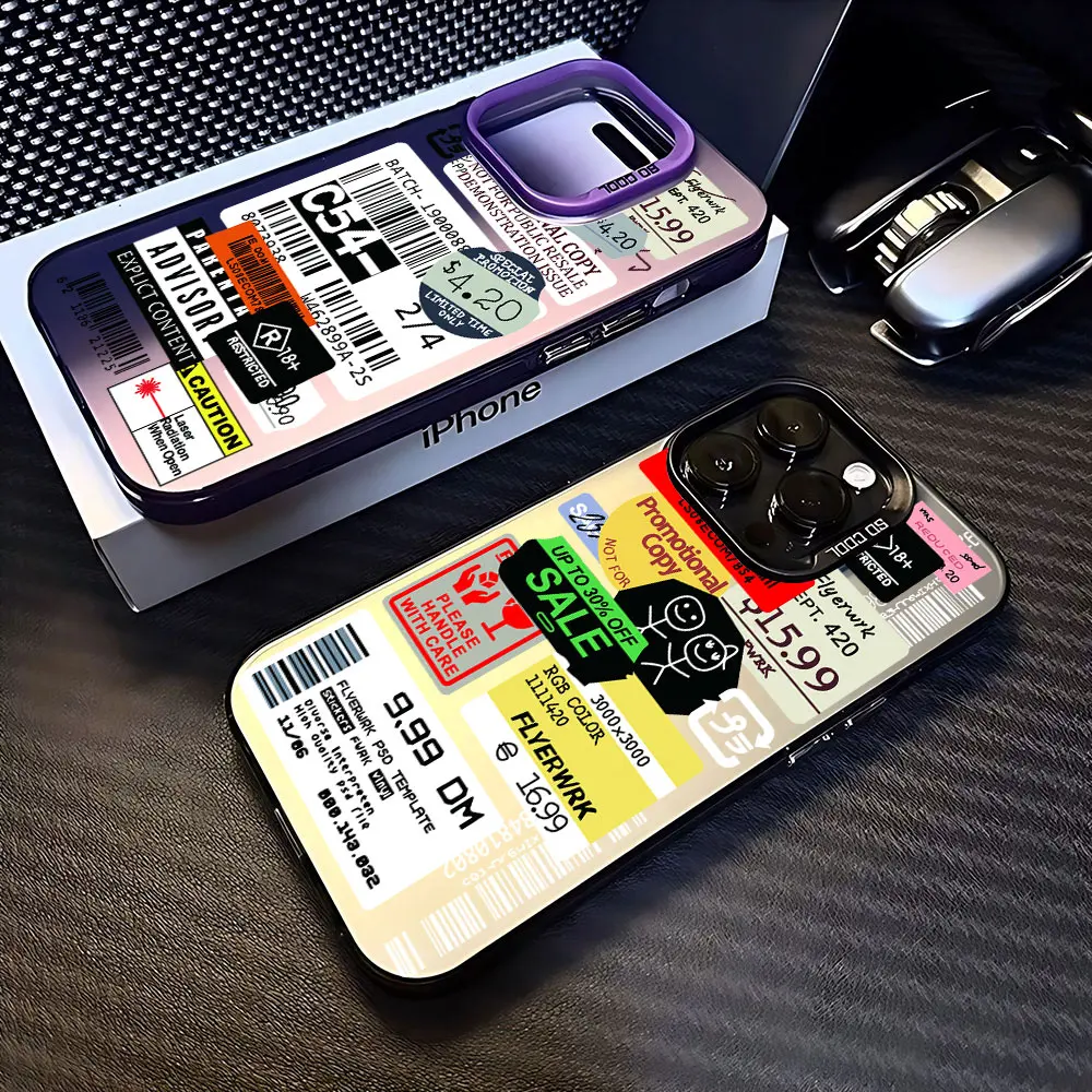 Luxury Stamp Label Barcode Case for Samsung A73 A72 A55 A54 A53 A35 A34 A33 A32 A30 A24 A23 A22 A14 A05 4G 5G Matte Shockproof