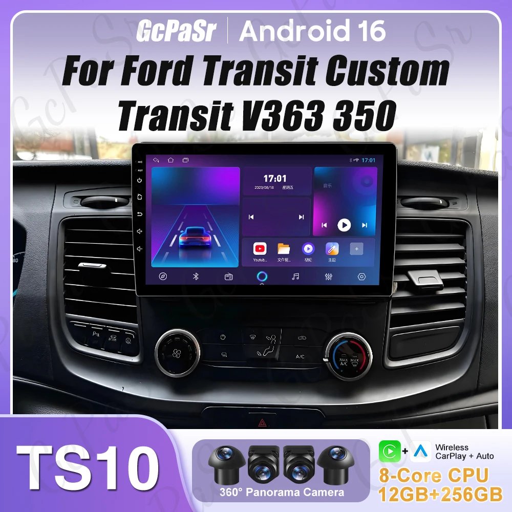 

Carplay для Ford Transit Custom Transit V363 350 Android 16, без 2DIN, видео, GPS-навигация, дисплей, автомобильный монитор, BT, стерео, GPS, DVD