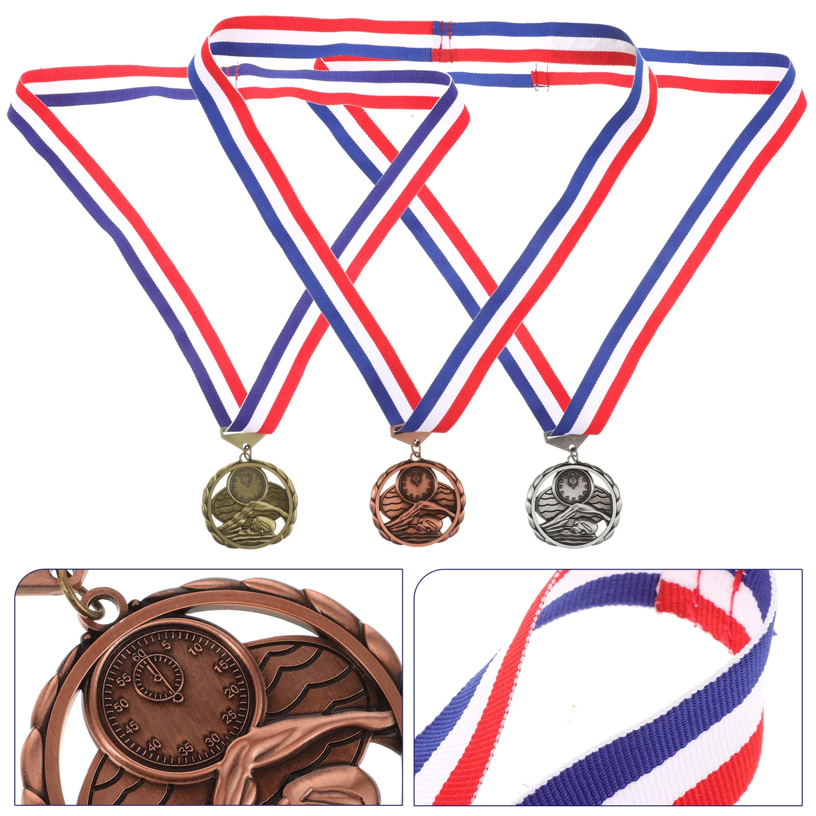 

3pcs Swimming Medals Pcs Zinc Alloy Sports Awards Ancient Bronze Tin Copper Student Party Medals Recognition Party Prop