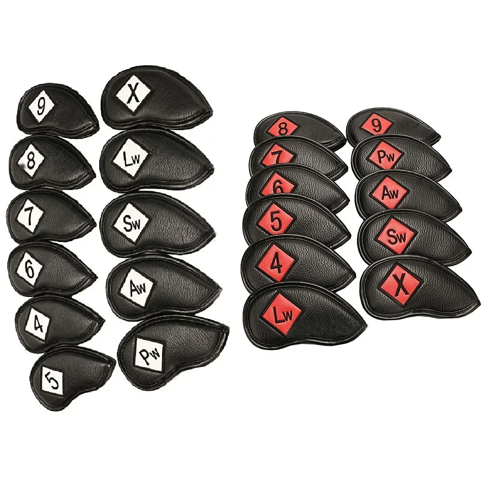 11Pcs PU Leather Golf Iron Club Head Covers Headcover Set with Number Tag 4-9,Pw,Aw,Sw,Lw,X Fit Main Iron Clubs Left &Right Hand