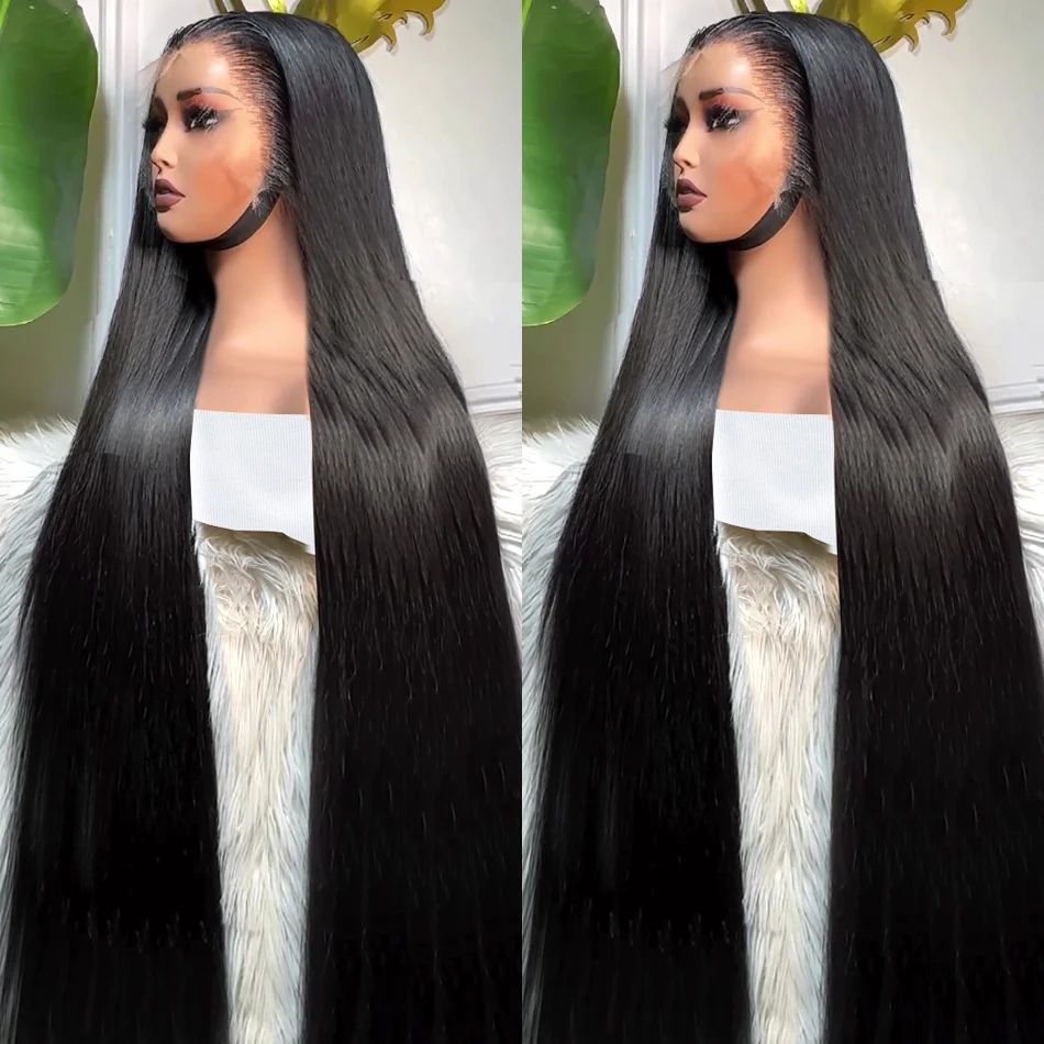 30 40 Inch Bone Straight Transparent 13x4 Lace Frontal Human Hair Wigs 250 Density Brazilian Remy 13x6 Lace Front Wig For Women