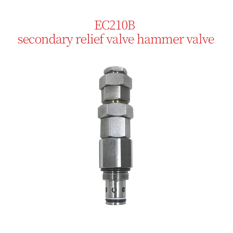 Excavator Accessories Construction Machinery Parts Suitable for EC210B Secondary Relief Valve (Length: 136mm, Thread: 28mm)