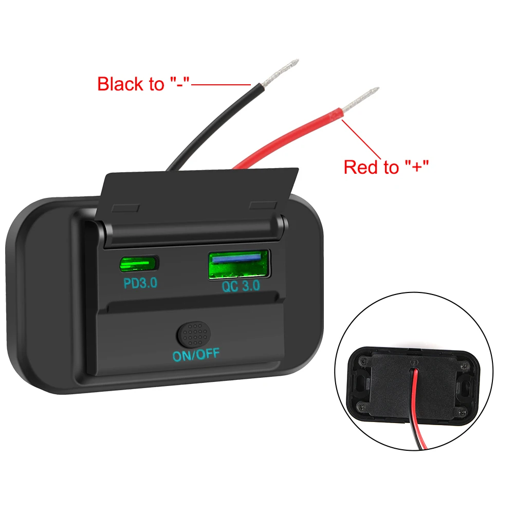 Dual USB Socket Adapter Quick Charge PD 3.0 For Motorcycle Camper Truck ATV Boat Car RV 12V/24V Car Charger Outlet Socket