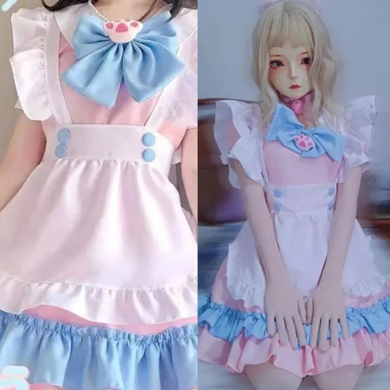 

JK Y2K Cosplay Maid Costume Set Cute Cat Ear Servant Outfit Style Dress With Apron Anime Party Uniform For Dresses Women Men New